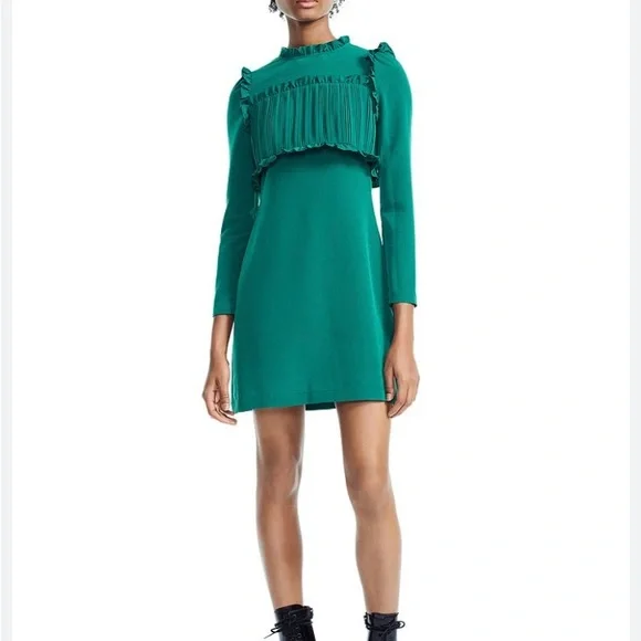 maje emerald green dress Emerald Green Maternity dress Sheer Maternity Photoshoot Dress –  vivymakudress main image 1